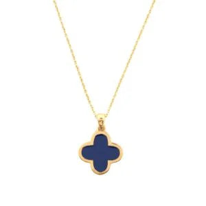 Dainty Four Leaf Clover Necklace – Royal Blue Colour