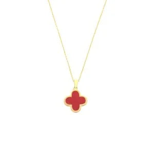 Dainty Four Leaf Clover Necklace – Red Colour