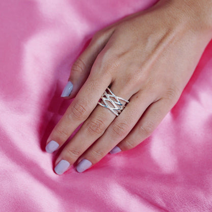 Crossiant Silver Ring