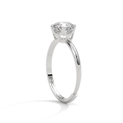 Cubic Zirconia Solitaire Ring -  Adjustable, Silver Plated