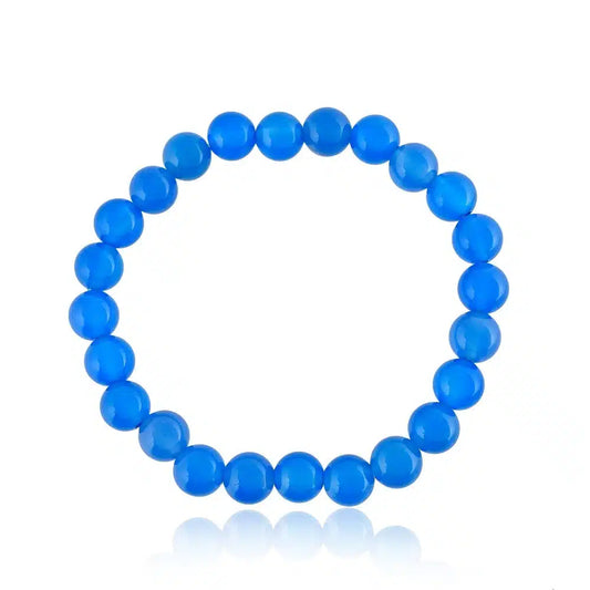 Natural Blue Chalcedony Stone Bracelet – Unisex, Stretchable