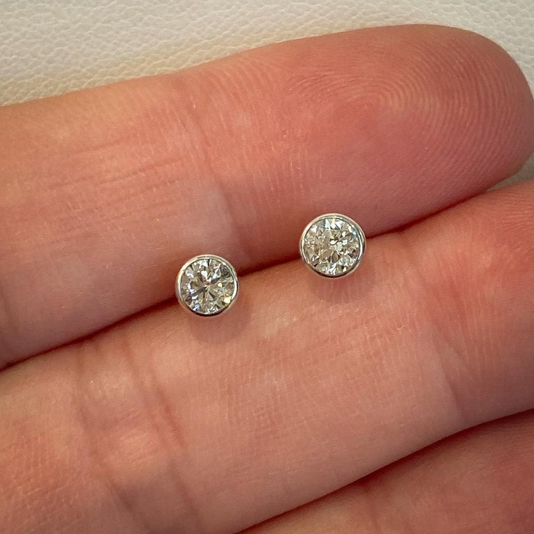 Unisex American Diamond Bezel Round Studs