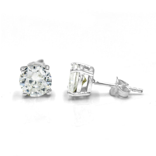 925 Silver Solitaire Diamond Zirconia Stud Earrings - Silvercliv