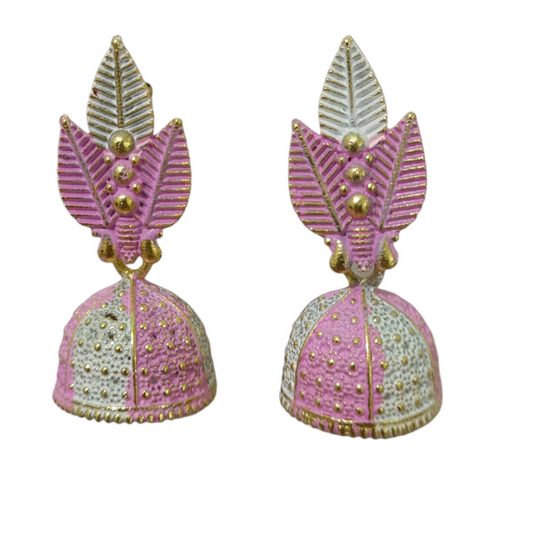 Pink and White Color Floral Jhumki
