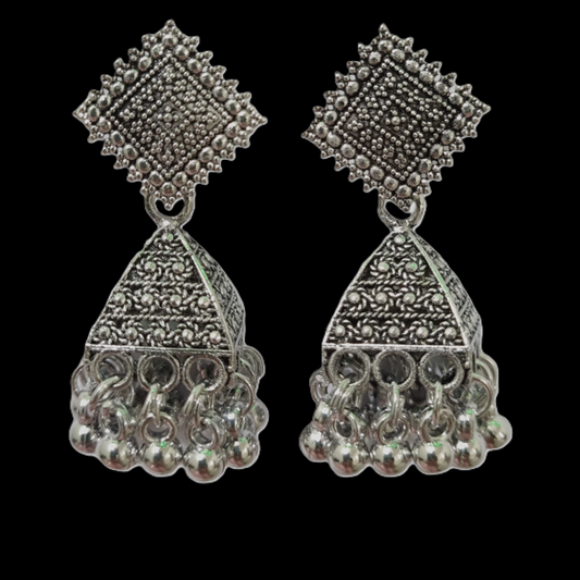 Oxidised Silver Hanging Jhumki