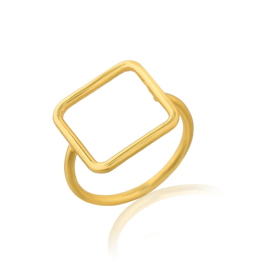 Geometric Square Shape Designed Fashion Ring - Free Size
