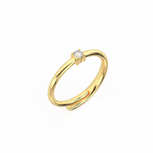 Mini Gold Plated Solitaire Ring - Silvercliv