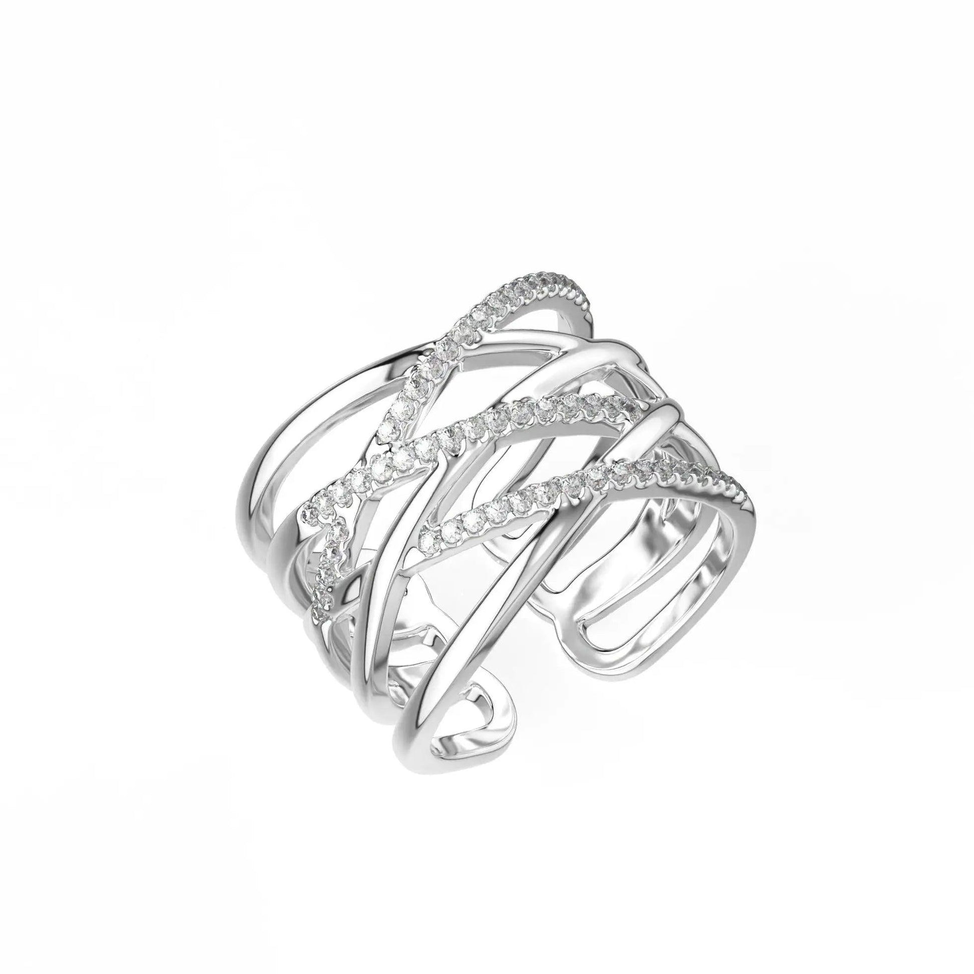 Crossiant Silver Ring - Silvercliv