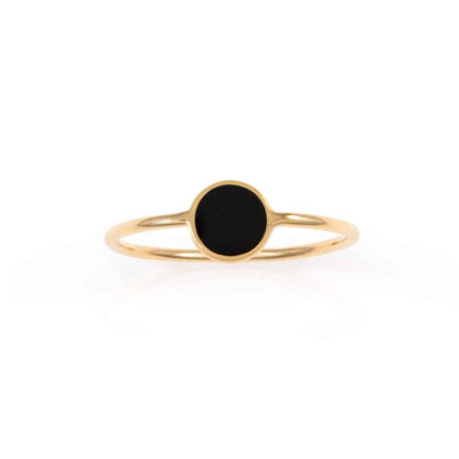 Round Ring with Enamel - Black Color