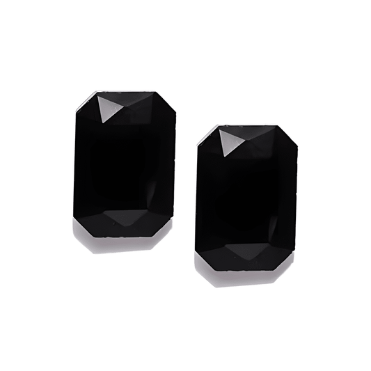 Black Solitaire Octagon Stud Earrings (Non Crystal)