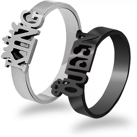 King Queen Couple Rings Set