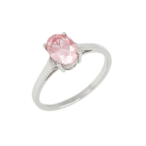 Rose Quartz Crystal Pink Imitation Stone Solitaire Ring