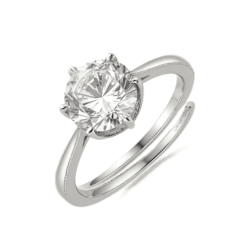 Solitaire Ring -  Silver Plated - Adjustable Size