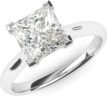 Cubic Zirconia Solitaire Ring -  Adjustable, Silver Plated