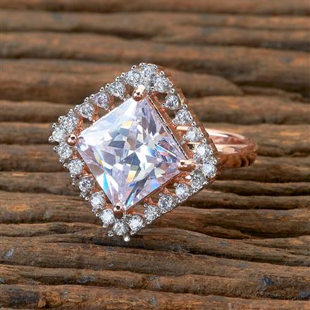 Square Halo Solitaire Ring Rose Gold