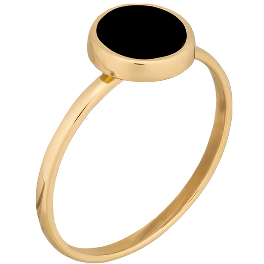 Round Ring with Enamel - Black Color