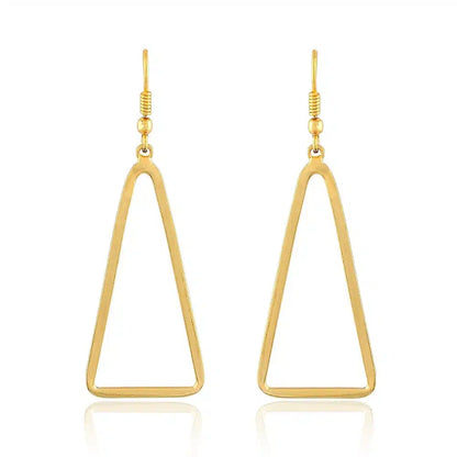 Large Geometric Triangle Earrings - Silver Plated